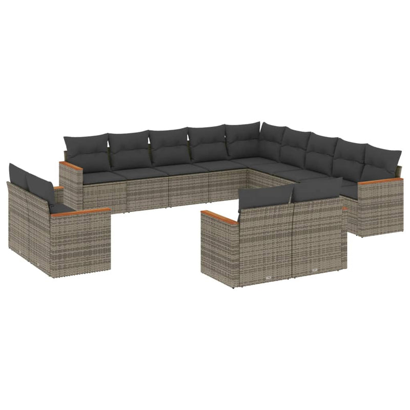 13 Piece Garden Sofa Set with Cushions Grey Poly Rattan Payday Deals