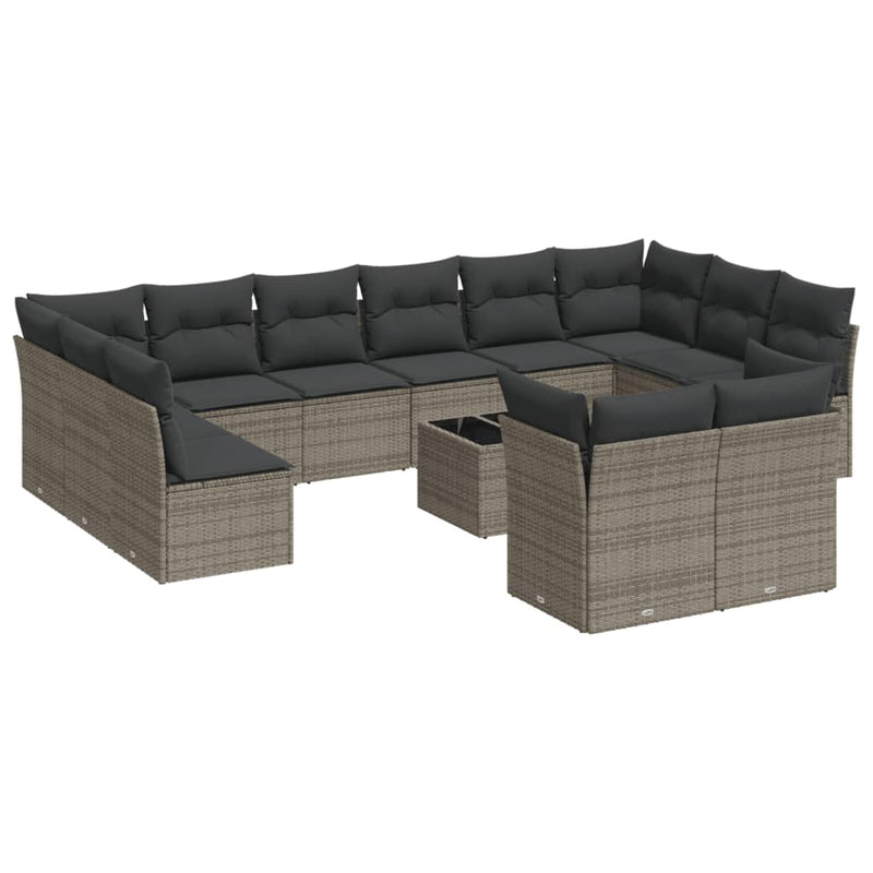 13 Piece Garden Sofa Set with Cushions Grey Poly Rattan Payday Deals