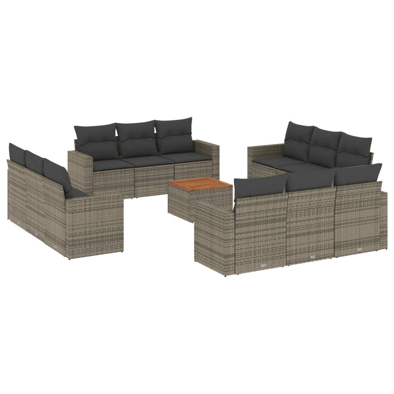 13 Piece Garden Sofa Set with Cushions Grey Poly Rattan Payday Deals