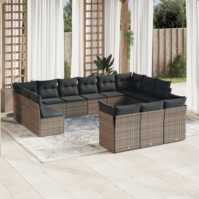 13 Piece Garden Sofa Set with Cushions Grey Poly Rattan Payday Deals