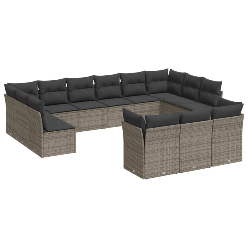 13 Piece Garden Sofa Set with Cushions Grey Poly Rattan Payday Deals