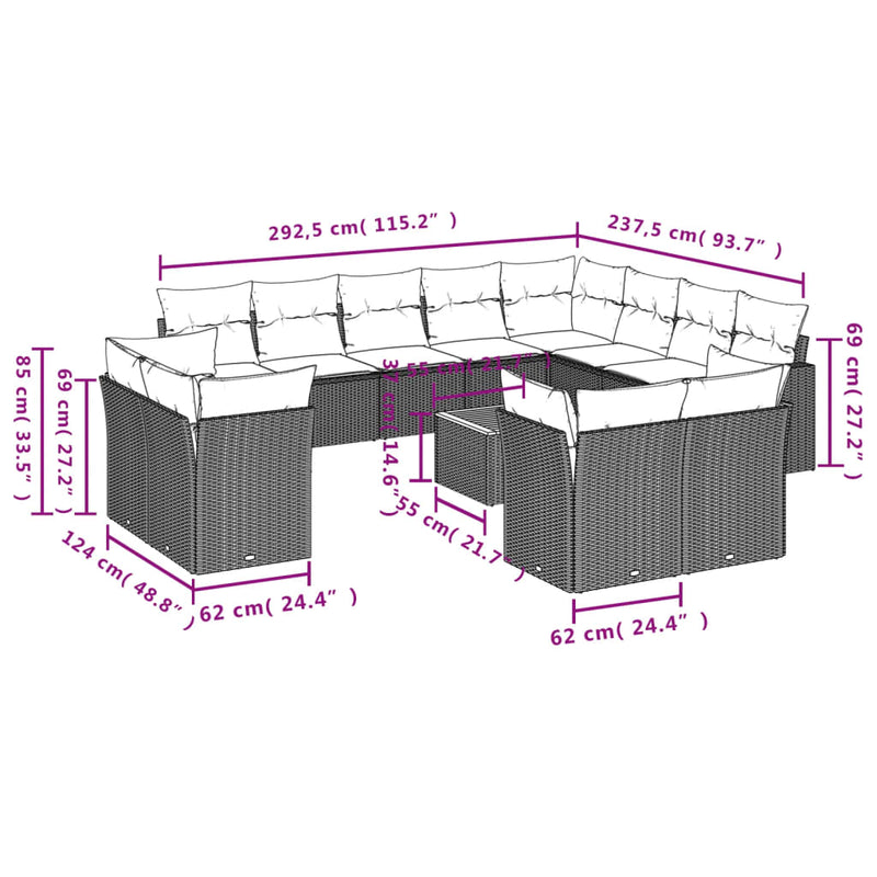 13 Piece Garden Sofa Set with Cushions Mix Beige Poly Rattan Payday Deals