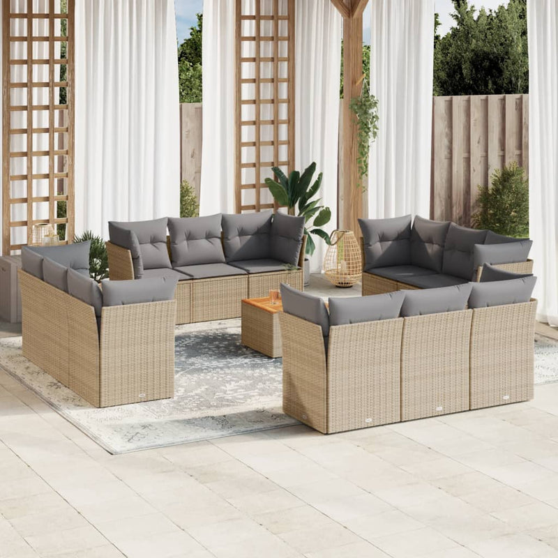 13 Piece Garden Sofa Set with Cushions Mix Beige Poly Rattan Payday Deals