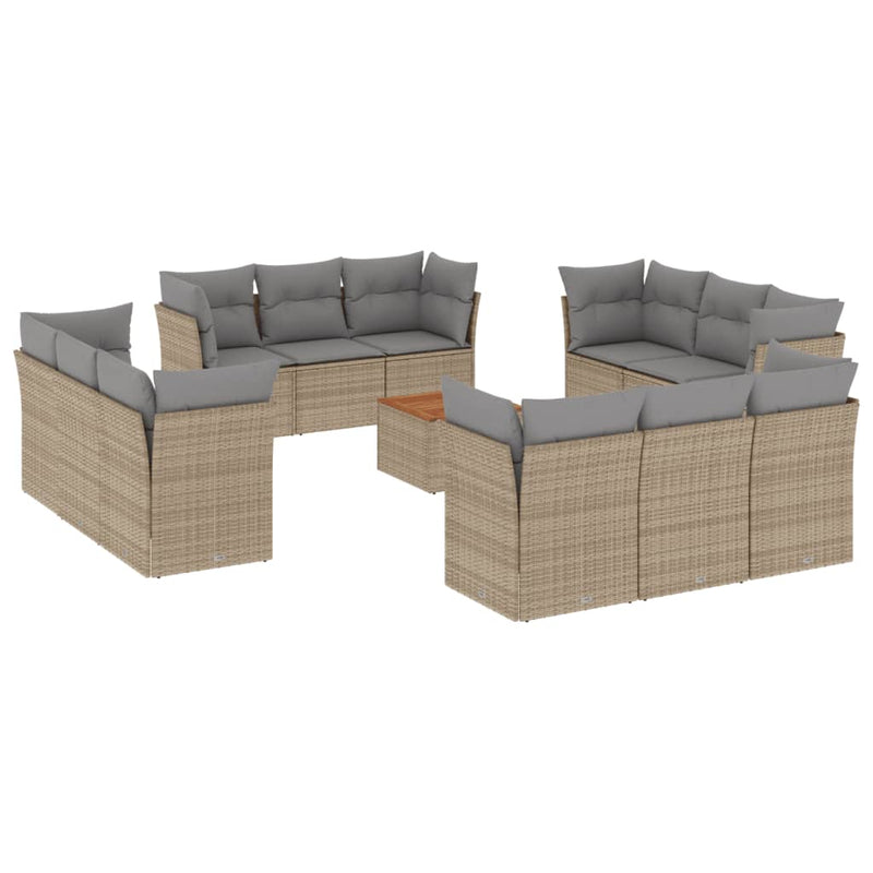 13 Piece Garden Sofa Set with Cushions Mix Beige Poly Rattan Payday Deals