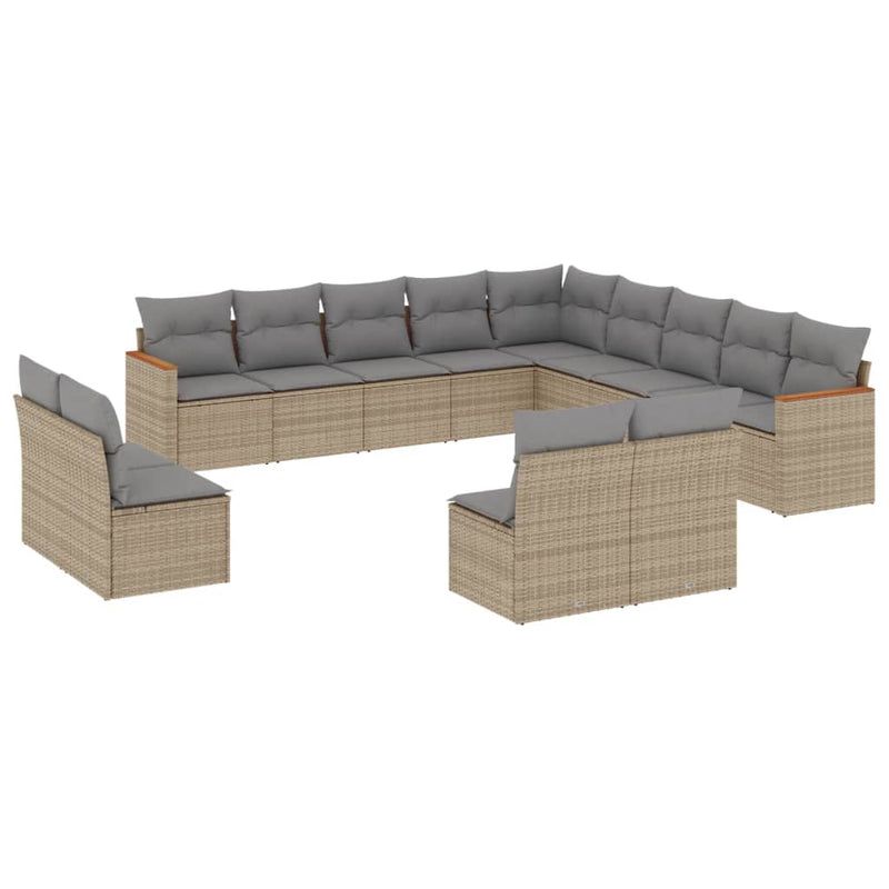 13 Piece Garden Sofa Set with Cushions Mix Beige Poly Rattan Payday Deals