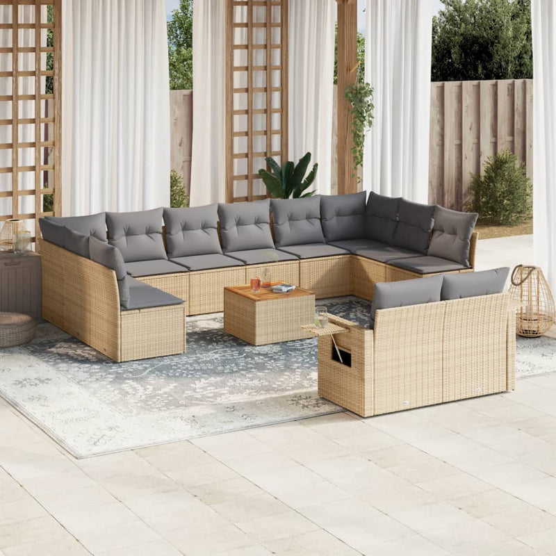 13 Piece Garden Sofa Set with Cushions Mix Beige Poly Rattan Payday Deals