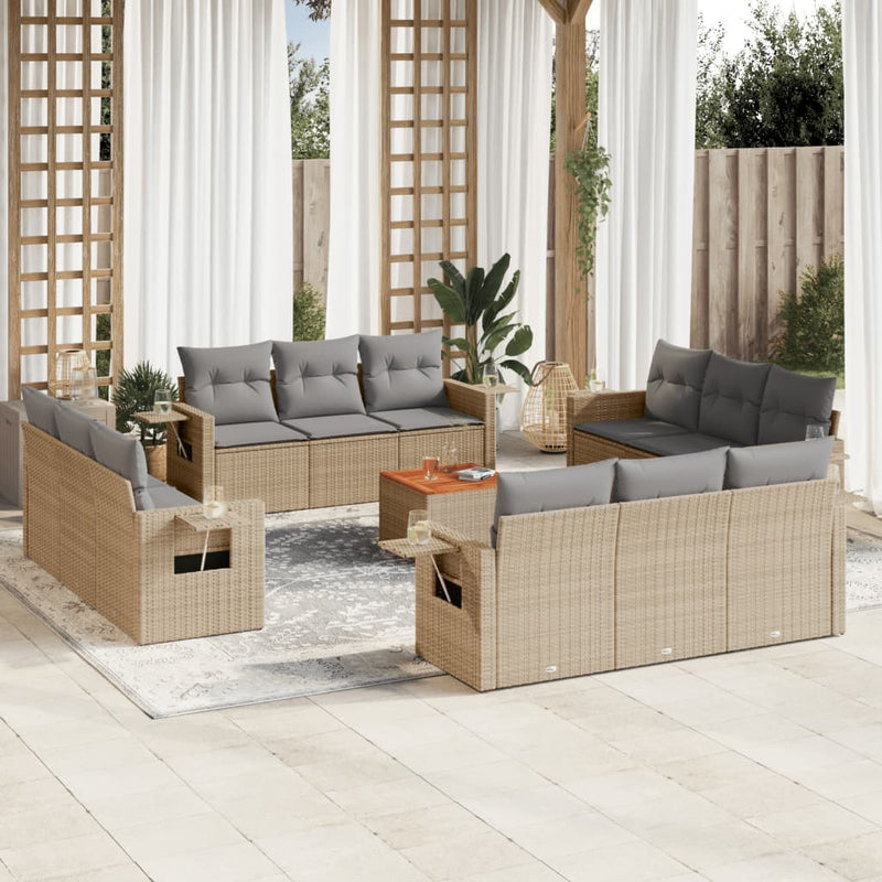 13 Piece Garden Sofa Set with Cushions Mix Beige Poly Rattan Payday Deals