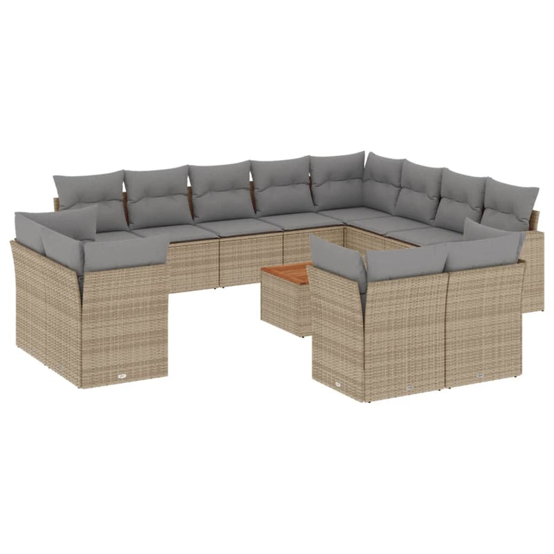 13 Piece Garden Sofa Set with Cushions Mix Beige Poly Rattan Payday Deals