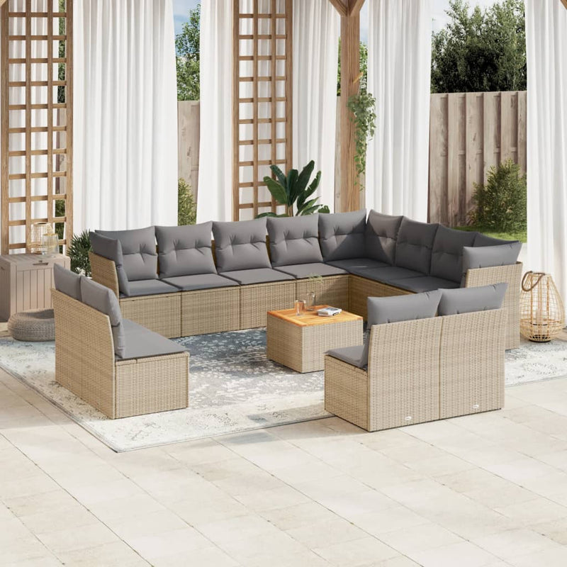 13 Piece Garden Sofa Set with Cushions Mix Beige Poly Rattan Payday Deals