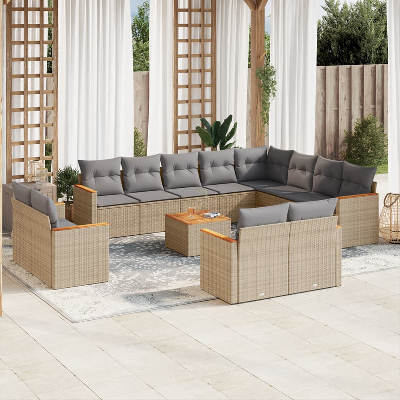 13 Piece Garden Sofa Set with Cushions Mix Beige Poly Rattan Payday Deals