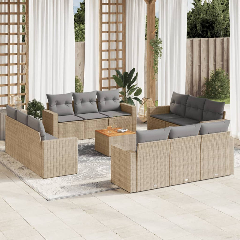 13 Piece Garden Sofa Set with Cushions Mix Beige Poly Rattan Payday Deals