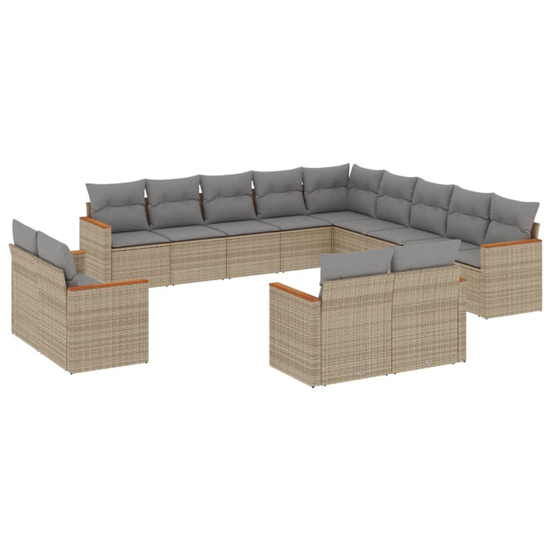 13 Piece Garden Sofa Set with Cushions Mix Beige Poly Rattan Payday Deals