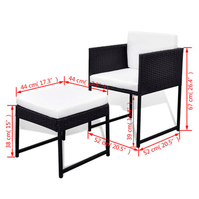 13 Piece Outdoor Dining Set with Cushions Poly Rattan Black Payday Deals