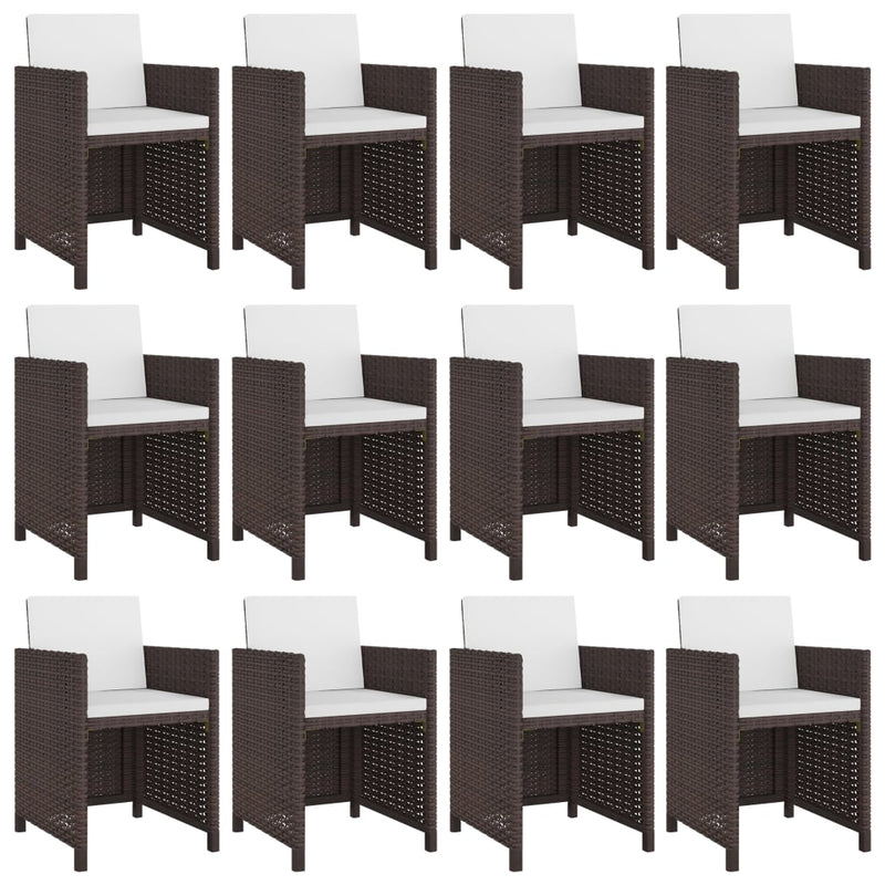 13 Piece Outdoor Dining Set with Cushions Poly Rattan Brown Payday Deals