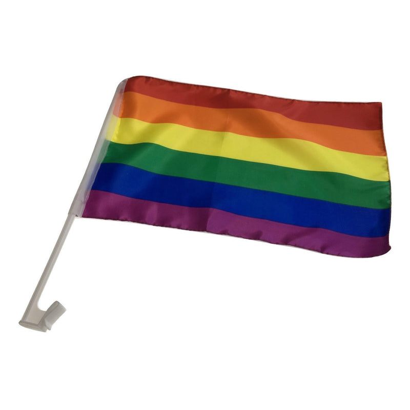 12x RAINBOW CAR FLAG w Window Clip Flags Mardi Gras Day 30cmx45cm Gay Pride BULK