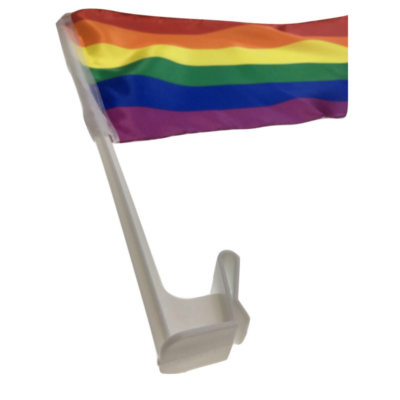 12x RAINBOW CAR FLAG w Window Clip Flags Mardi Gras Day 30cmx45cm Gay Pride BULK