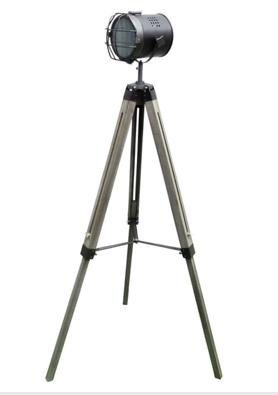 139cm Nautical Tripod Floor Lamp w Steel Grey Lamp Head Searchlight Spot Light Modern Payday Deals