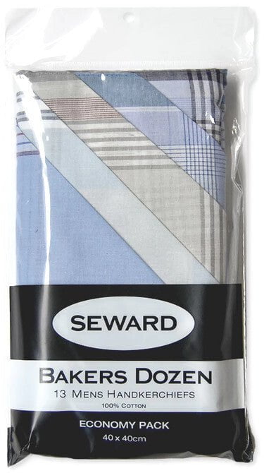 13x Mens Handkerchiefs SEWARD 100% Cotton Pocket Square Hankies Hanky Quality