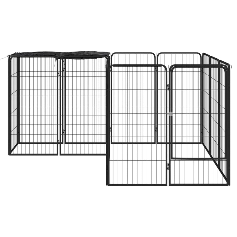 14-Panel Dog Playpen Black 50x100 cm Powder-coated Steel Payday Deals