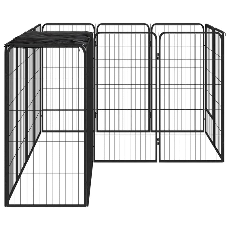 14-Panel Dog Playpen Black 50x100 cm Powder-coated Steel Payday Deals