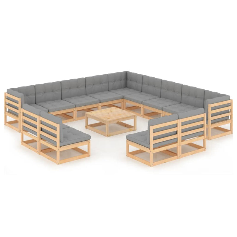 14 Piece Garden Lounge Set with Cushions Solid Pinewood Payday Deals