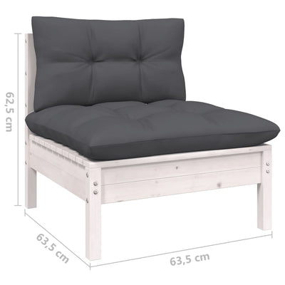 14 Piece Garden Lounge Set with Cushions White Solid Pinewood Payday Deals