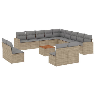 14 Piece Garden Sofa Set with Cushions Beige Poly Rattan Payday Deals