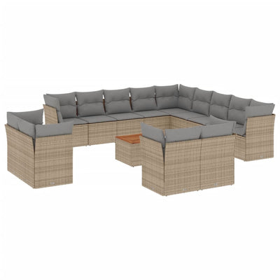 14 Piece Garden Sofa Set with Cushions Beige Poly Rattan Payday Deals