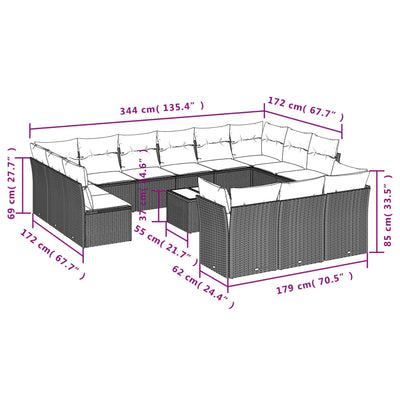14 Piece Garden Sofa Set with Cushions Black Poly Rattan Payday Deals