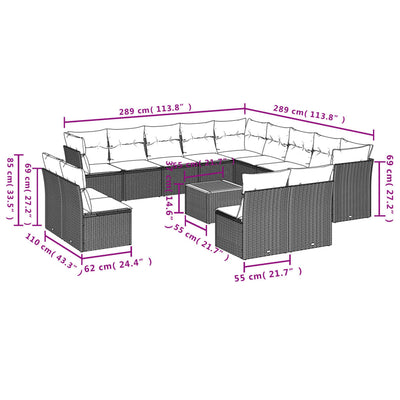 14 Piece Garden Sofa Set with Cushions Black Poly Rattan Payday Deals