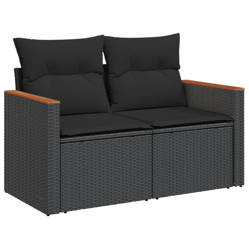 14 Piece Garden Sofa Set with Cushions Black Poly Rattan Payday Deals