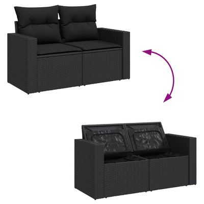 14 Piece Garden Sofa Set with Cushions Black Poly Rattan Payday Deals