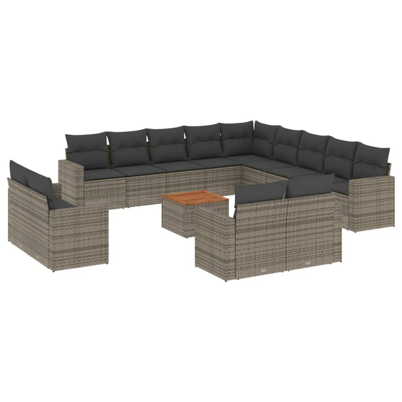 14 Piece Garden Sofa Set with Cushions Grey Poly Rattan Payday Deals