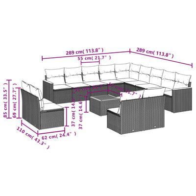 14 Piece Garden Sofa Set with Cushions Grey Poly Rattan Payday Deals
