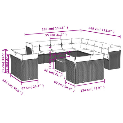 14 Piece Garden Sofa Set with Cushions Grey Poly Rattan Payday Deals
