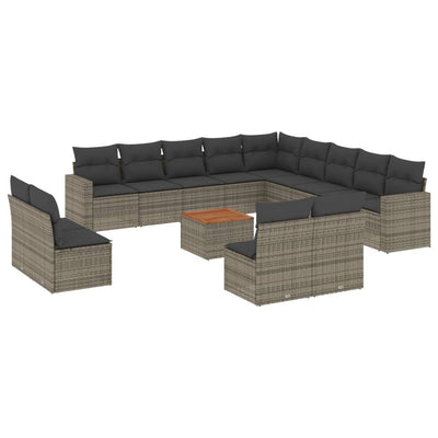 14 Piece Garden Sofa Set with Cushions Grey Poly Rattan Payday Deals