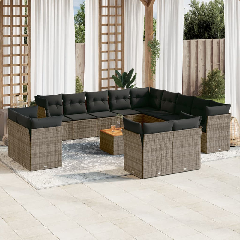 14 Piece Garden Sofa Set with Cushions Grey Poly Rattan Payday Deals