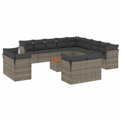 14 Piece Garden Sofa Set with Cushions Grey Poly Rattan Payday Deals