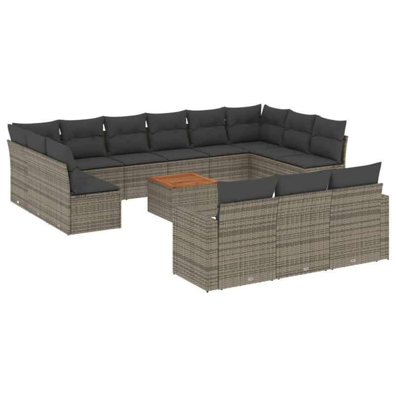 14 Piece Garden Sofa Set with Cushions Grey Poly Rattan Payday Deals