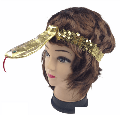 SEQUIN EGYPTIAN Headband Flapper Headpiece w Snake Fancy Dress Costume Cleopatra