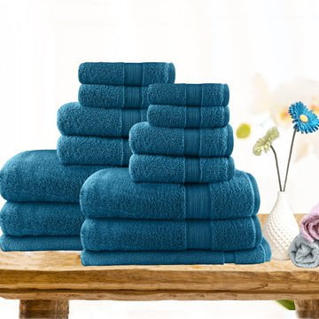 14pc light weight soft cotton bath towel set teal Payday Deals