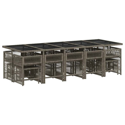 15 Piece Garden Dining Set with Cushions Grey Poly Rattan Payday Deals