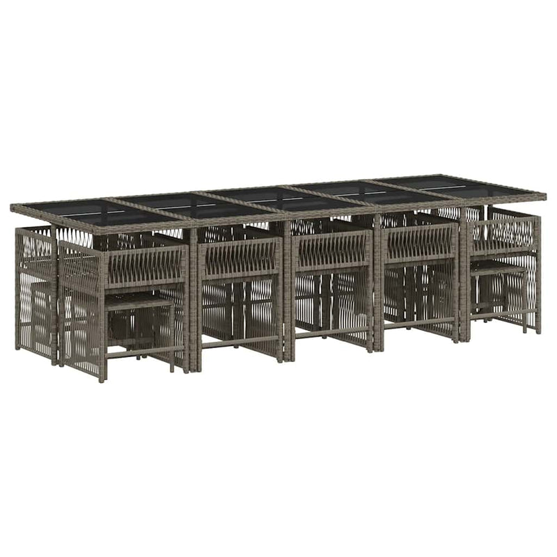 15 Piece Garden Dining Set with Cushions Grey Poly Rattan Payday Deals