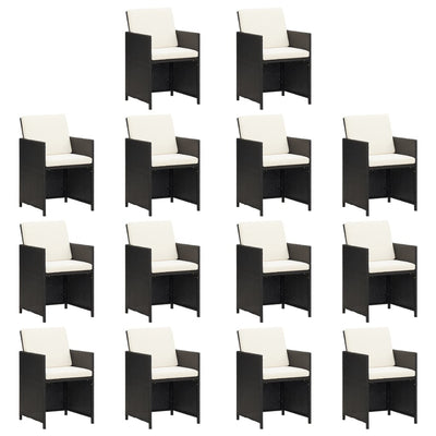15 Piece Garden Dining Set with Cushions Poly Rattan Black Payday Deals