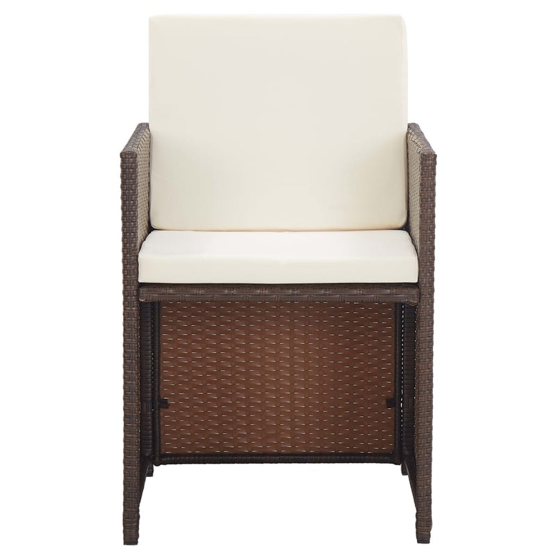 15 Piece Outdoor Dining Set with Cushions Poly Rattan Brown Payday Deals