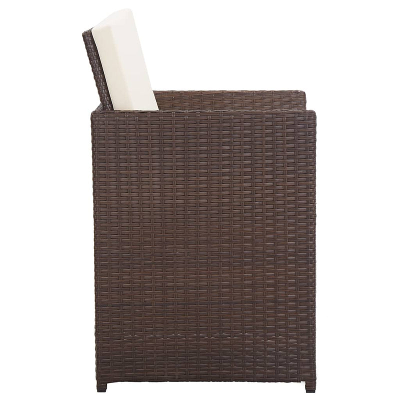 15 Piece Outdoor Dining Set with Cushions Poly Rattan Brown Payday Deals