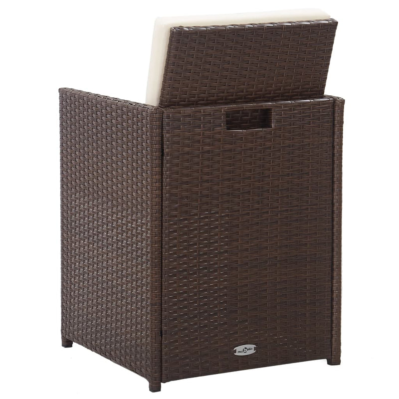 15 Piece Outdoor Dining Set with Cushions Poly Rattan Brown Payday Deals