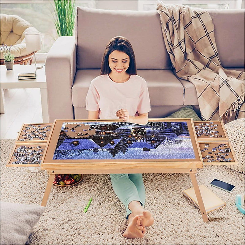 1500 Piece Puzzle Board, 70cm x 90cm Wooden Jigsaw Puzzle Table with Legs Payday Deals