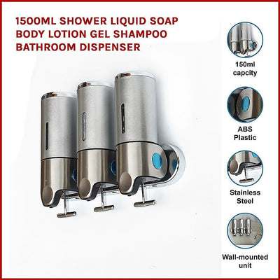 1500ml Shower Liquid Soap Body Lotion Gel Shampoo Bathroom DISPENSER Payday Deals