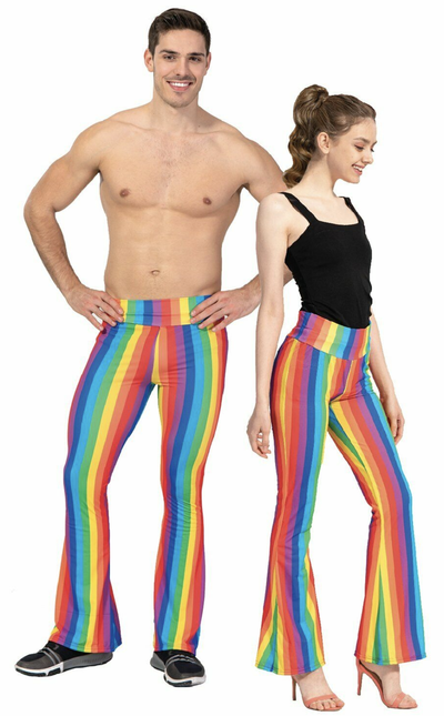 Adult Rainbow Stripe Flare Pants LGBT Costume Mardi Gras Festival Gay Pride